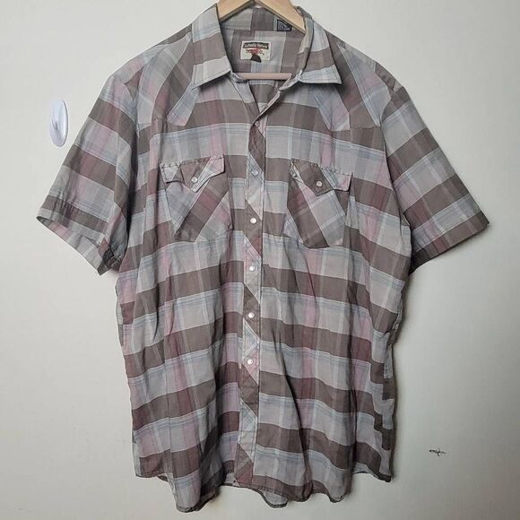 Vintage Authentic Western Youngbloods Men's Button Up Plaid Big Man Shirt 1X - Picture 1 of 4